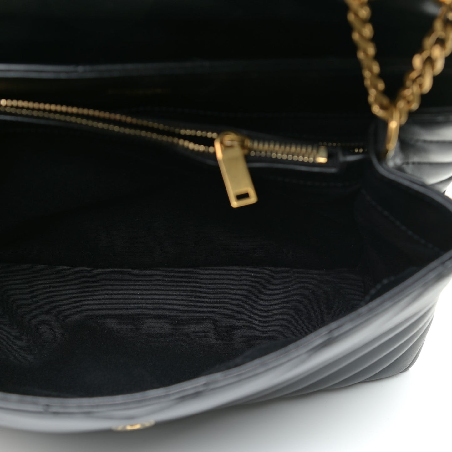 Calfskin Y Quilted Monogram Medium Loulou Chain Satchel Black