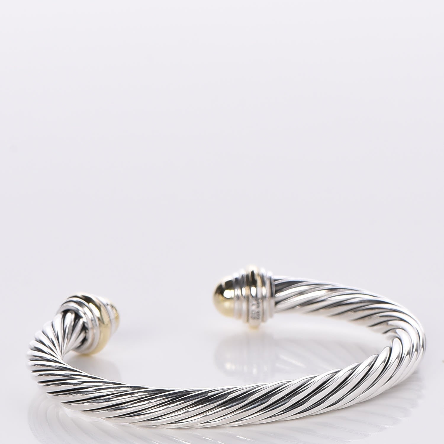 David Yurman Sterling Silver 14K Yellow Gold 7mm Cable Classics Bracelet 3 of 4