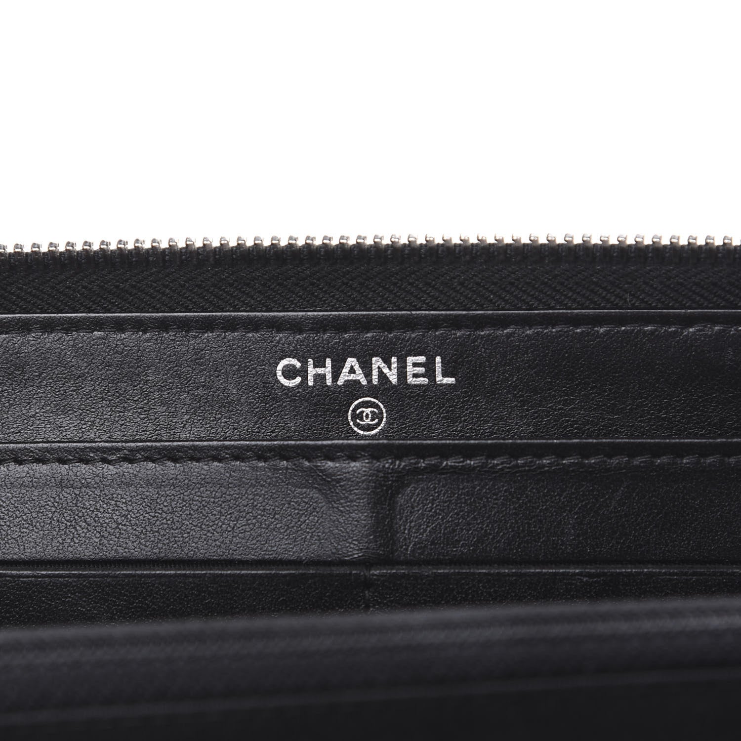 Chanel Lambskin Camellia Embossed Large Zip Around Gusset Wallet Black 5 of 11