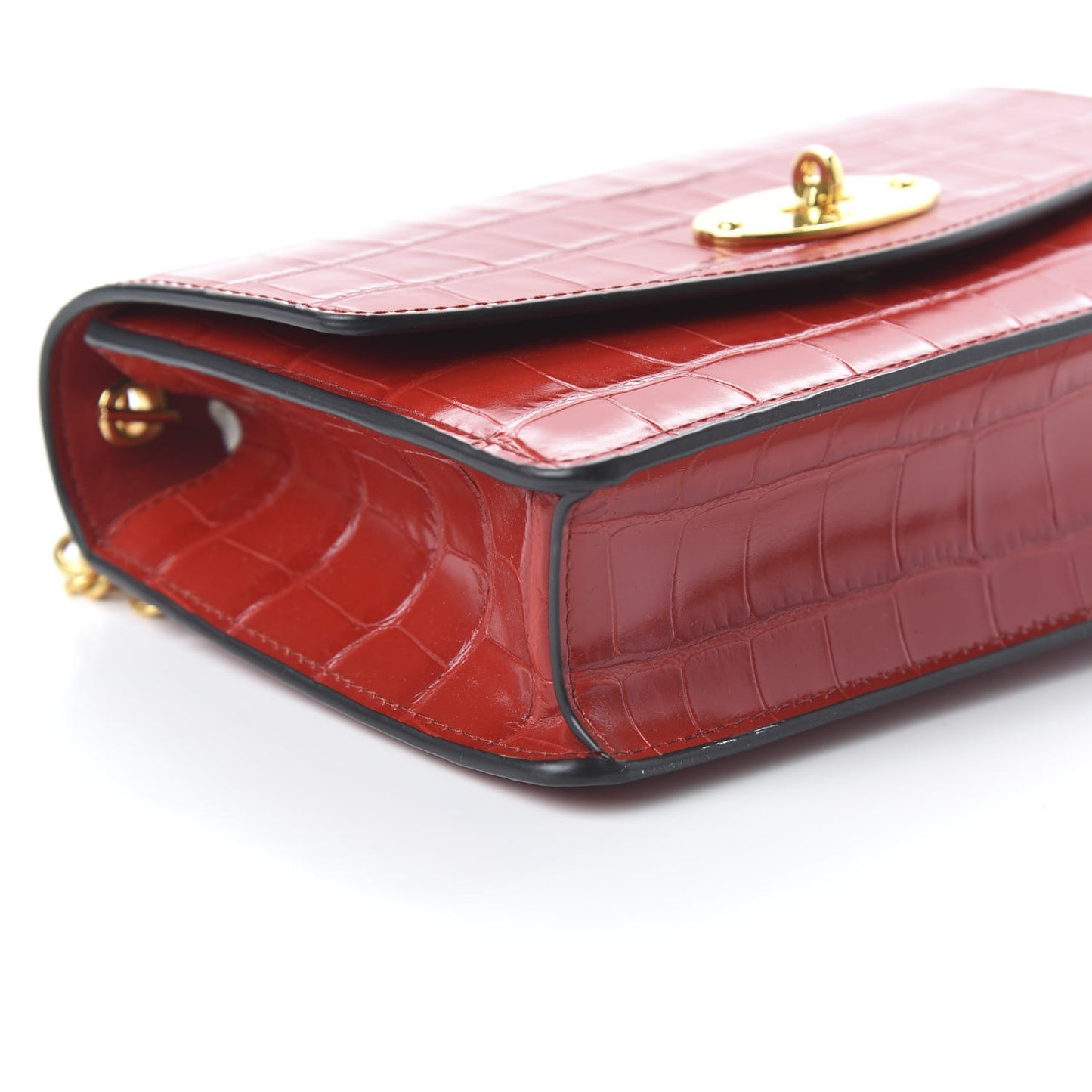 Crocodile Embossed Calfskin Small Darley Red Berry