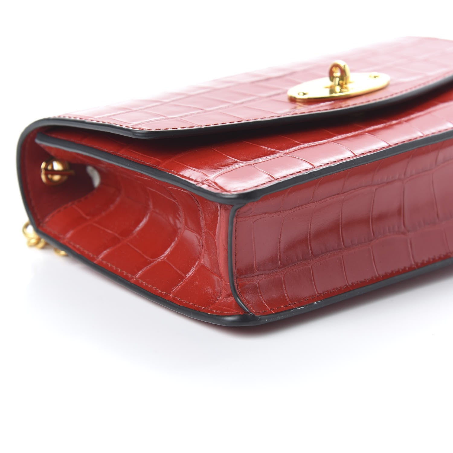 Mulberry Crocodile Embossed Calfskin Small Darley Red Berry 6 of 9