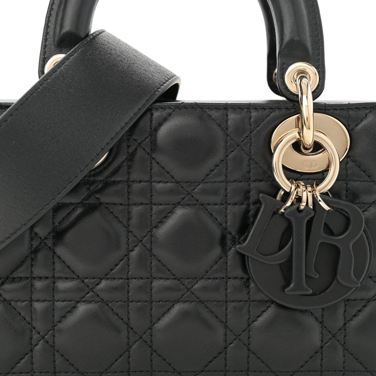 Lambskin Cannage Medium Lady D-Joy Black