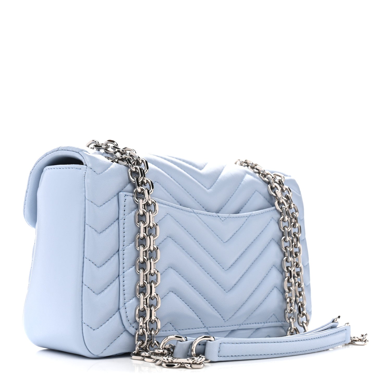 Gucci Lambskin Matelasse Medium GG Marmont Shoulder Bag Light Blue 3 of 12