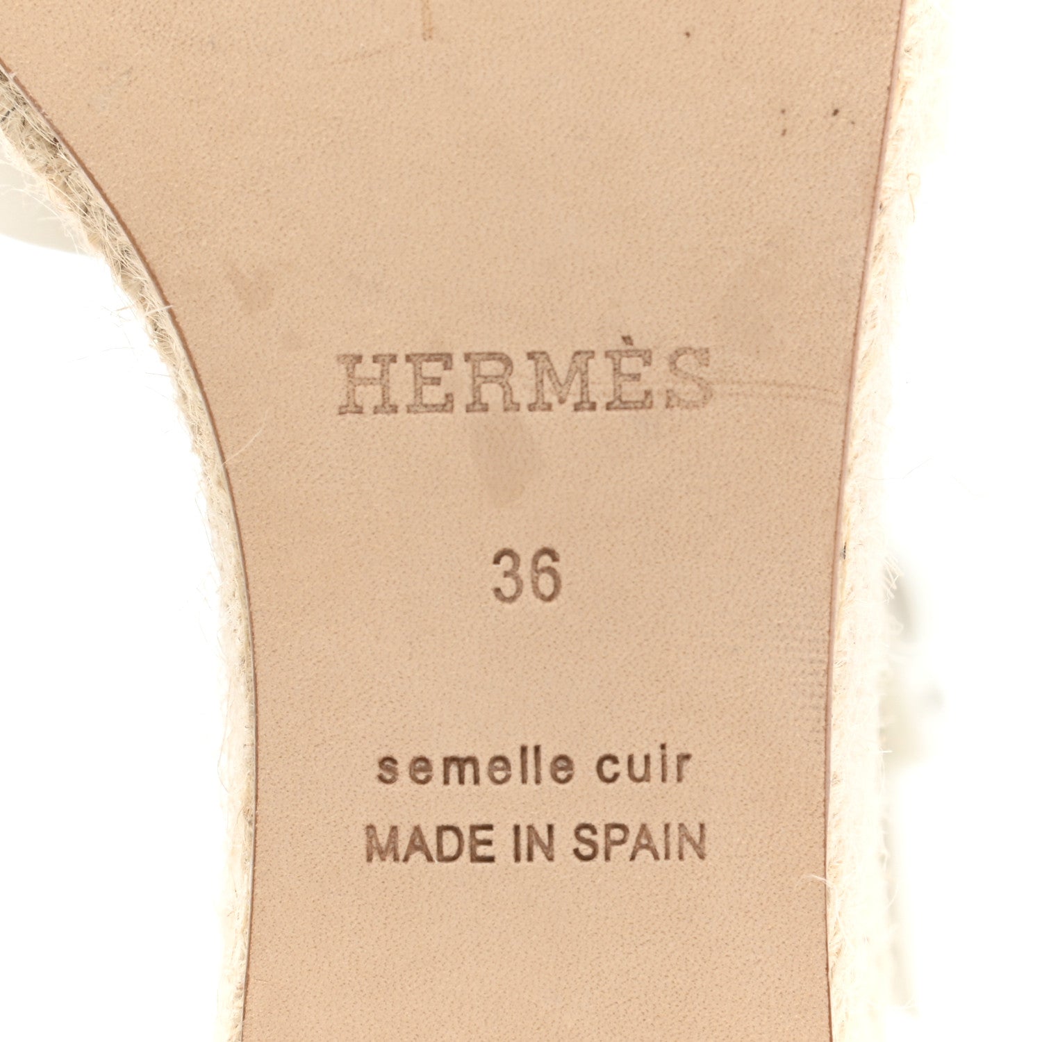 Hermes Goatskin Elda Espadrille Wedge Sandals 36 White 6 of 9
