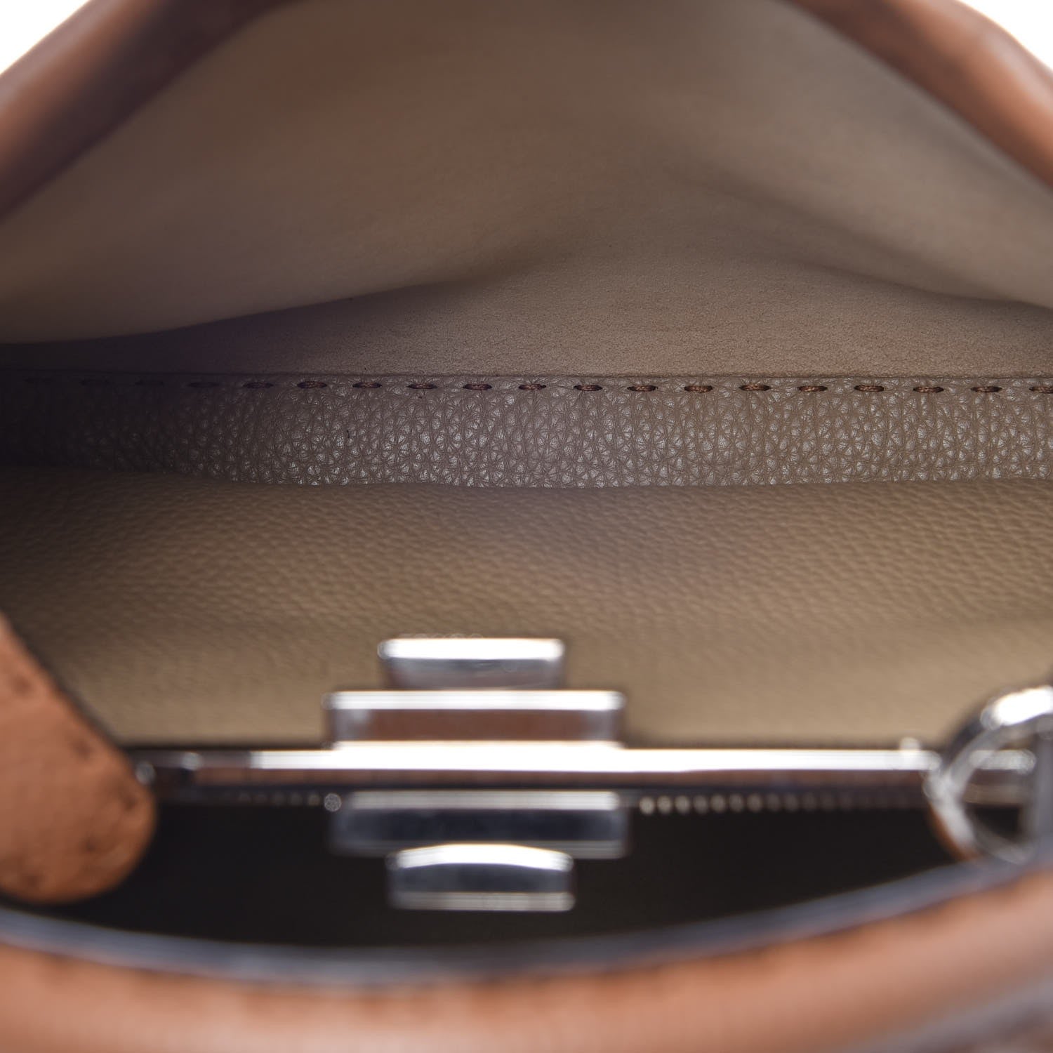 Fendi Cuoio Romano Selleria Bi-Color Medium Peekaboo Iconic Satchel Mou Deserto 6 of 7