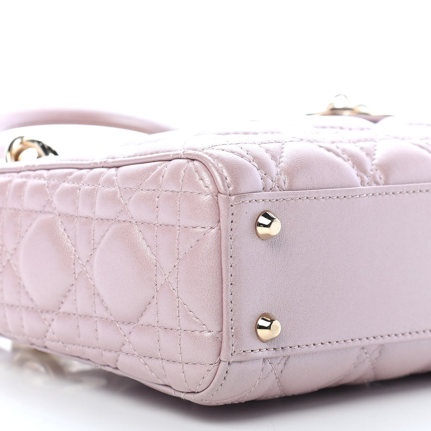 Metallic Lambskin Cannage Mini Lady Dior Lotus