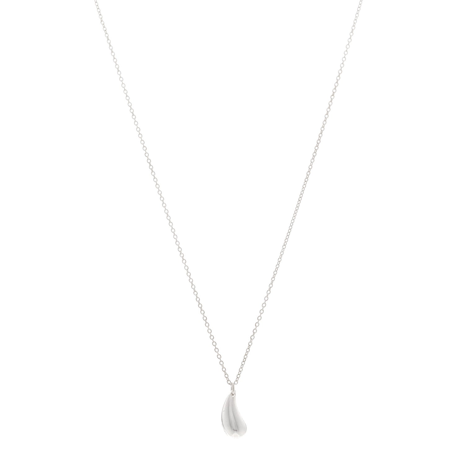 Tiffany Sterling Silver 12mm Elsa Peretti Teardrop Pendant Necklace 1 of 4