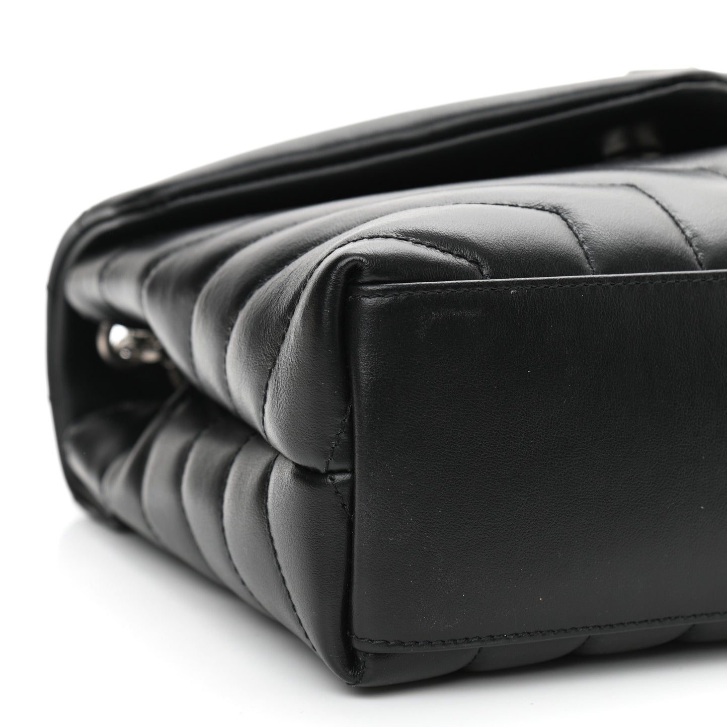 Calfskin Y Quilted Monogram Small Loulou Chain Satchel Black