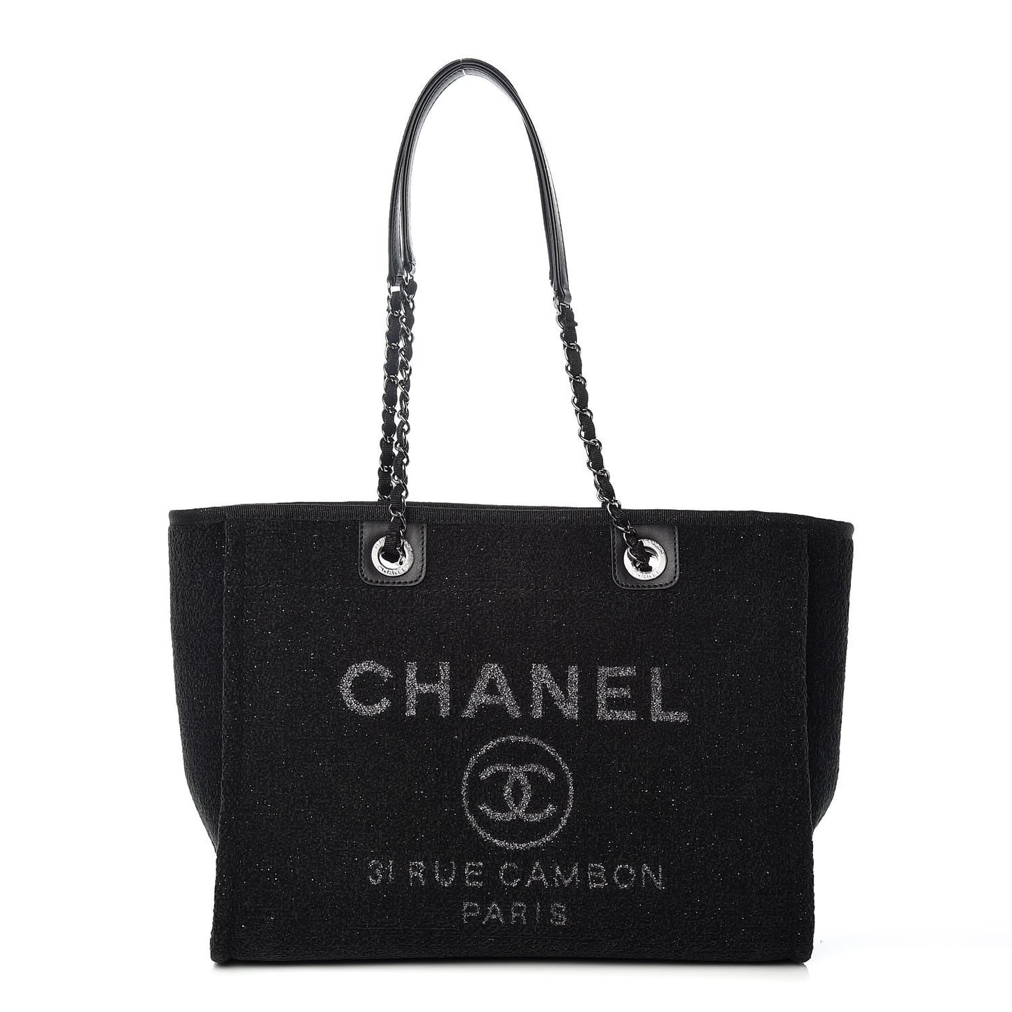 Lurex Boucle Small Deauville Tote Black