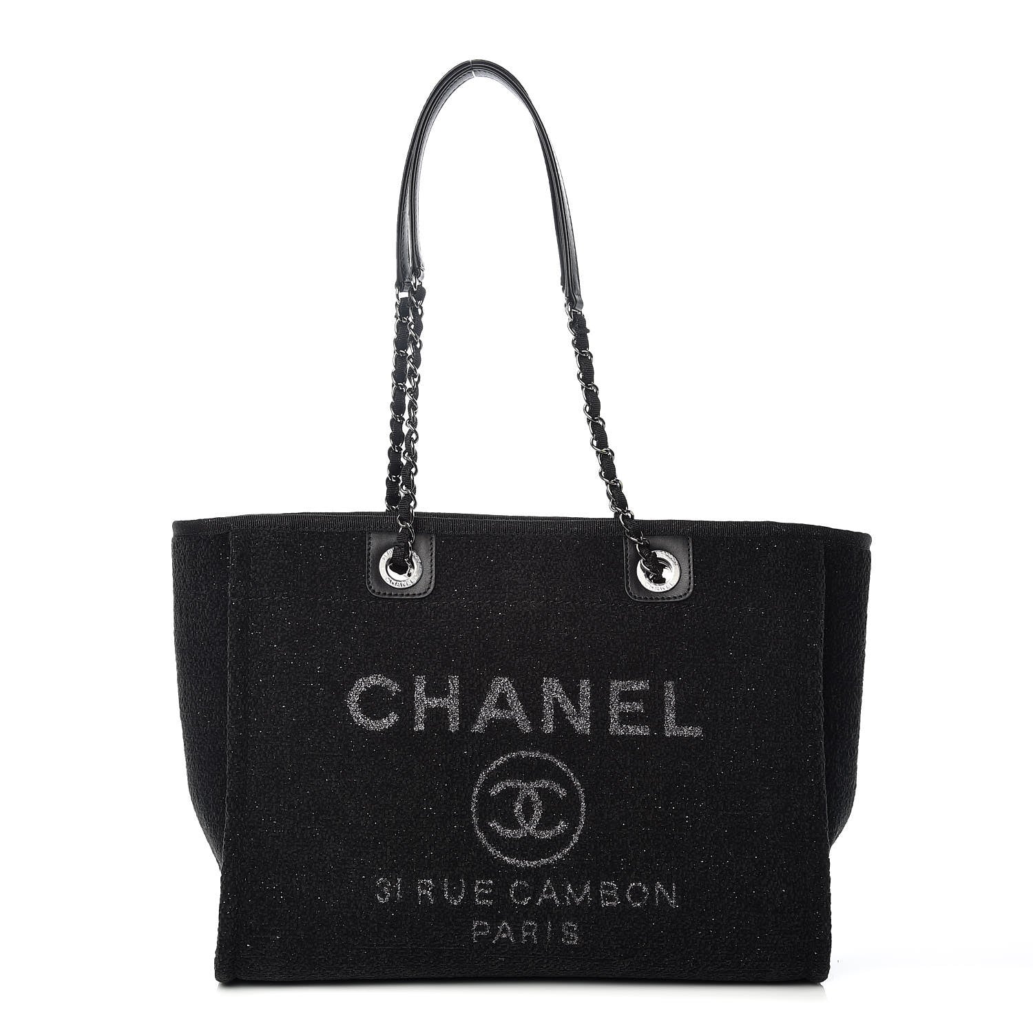 Chanel Lurex Boucle Small Deauville Tote Black 1 of 9