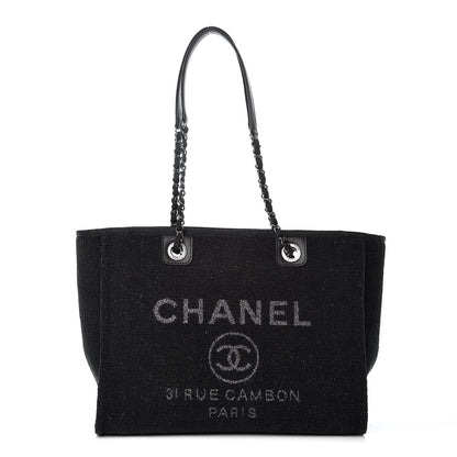 Chanel Lurex Boucle Small Deauville Tote Black 1 of 9