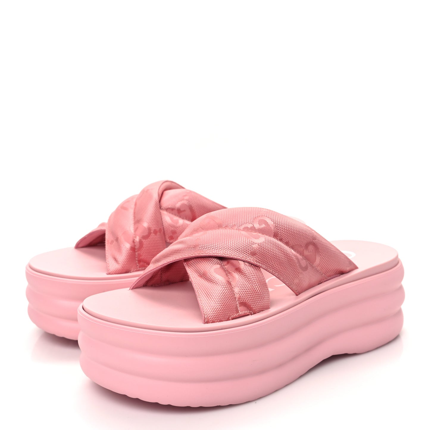 GG Nylon Platform Slide Sandals 39 Hopeful Pink