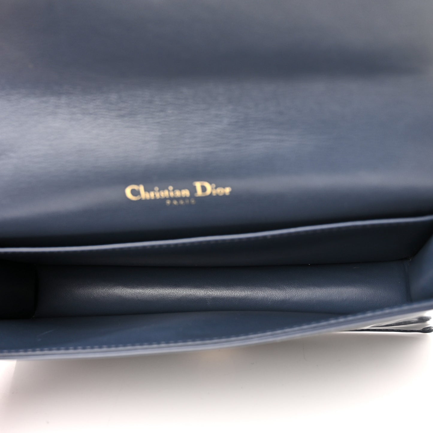 Patent Cannage Lady Dior Chain Wallet Denim