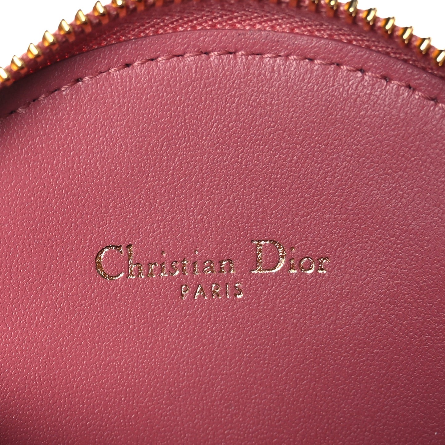 Calfskin Cannage Round Caro Pouch Pink Yarrow