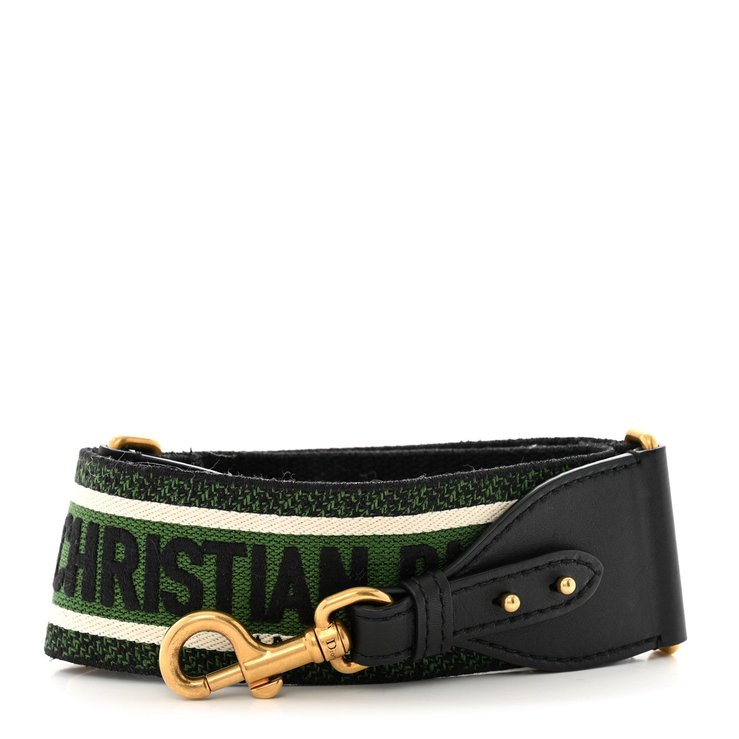 Christian Dior Canvas Embroidered Shoulder Strap Green 1 of 7