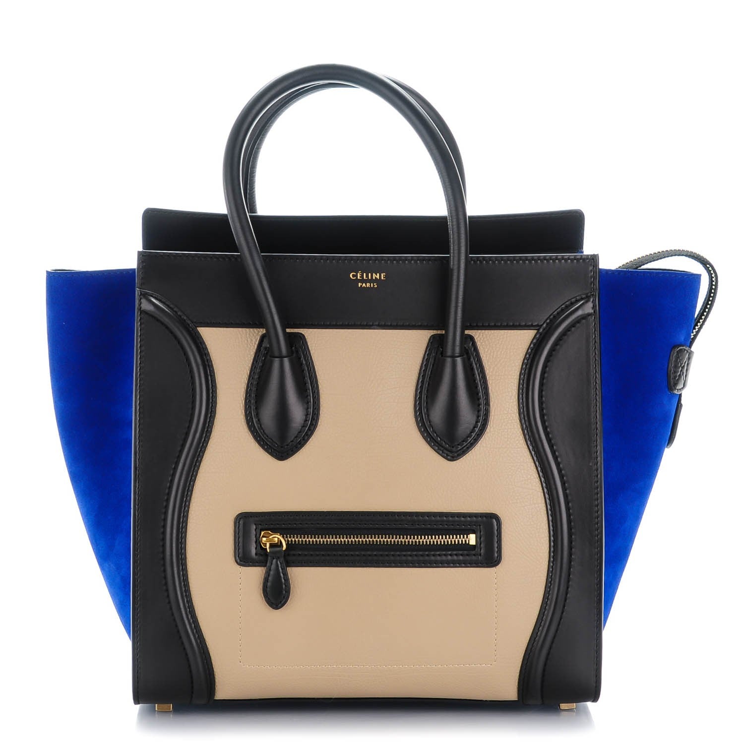 Celine Textured Calfskin Mini Tri-Color Luggage Sand 1 of 8