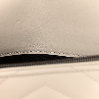 Gucci Calfskin Matelasse GG Marmont Chain Wallet Mystic White 12 of 17
