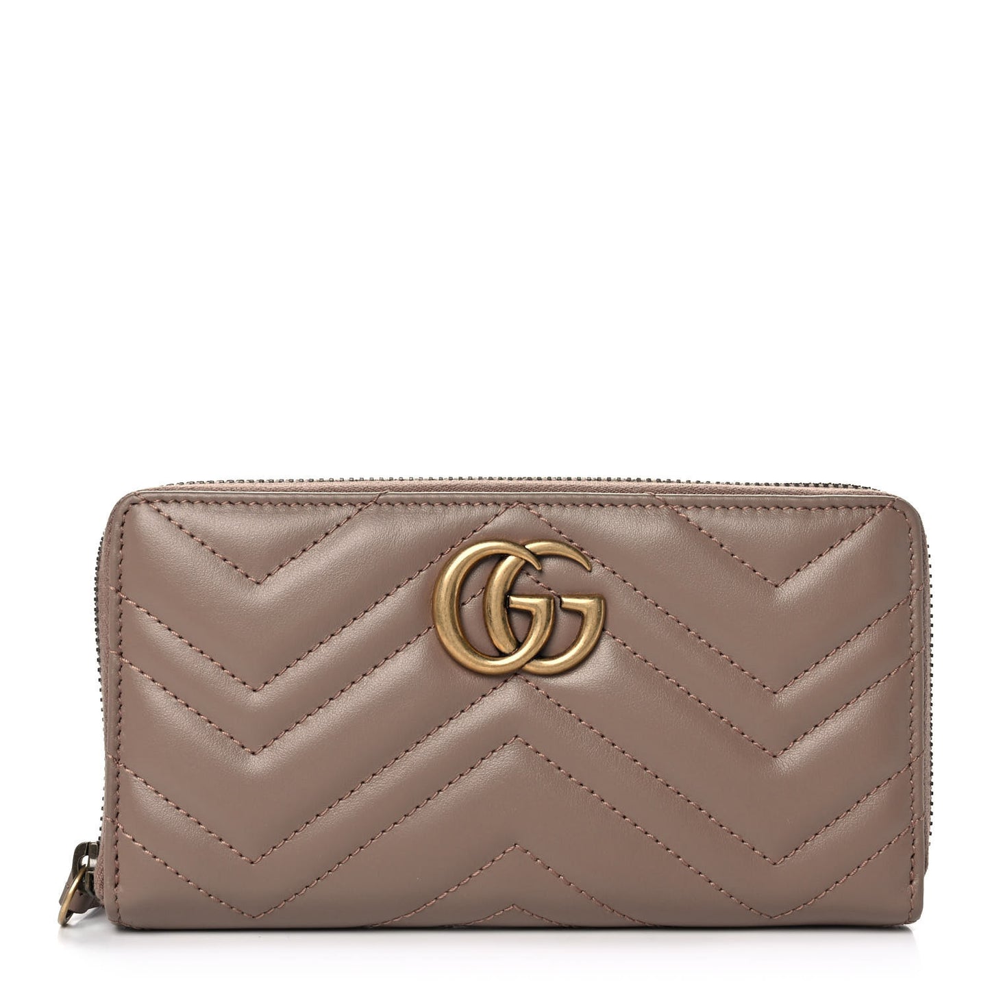 Calfskin Matelasse GG Marmont Zip Around Wallet Porcelain Rose