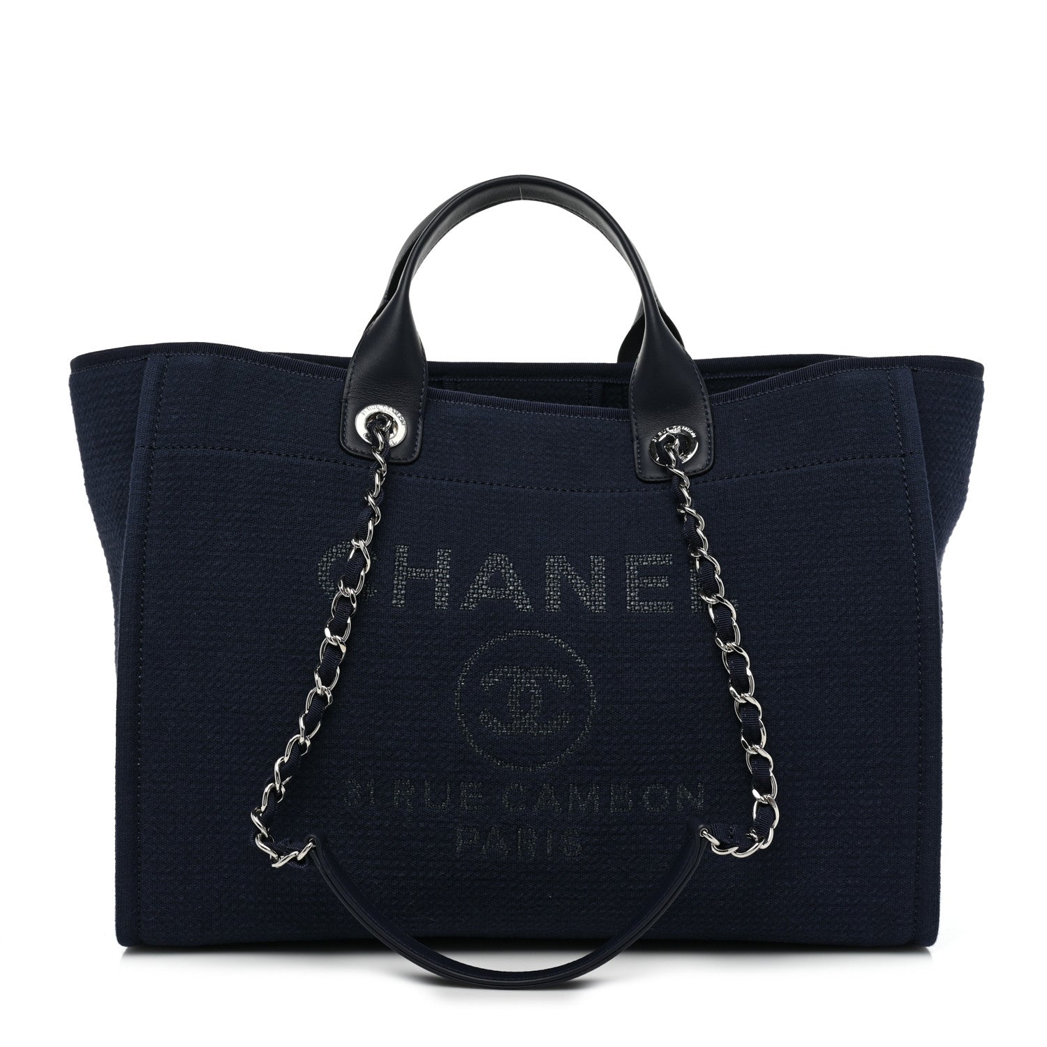 Chanel Mixed Fibers Calfskin Medium Deauville Tote Dark Blue 1 of 12