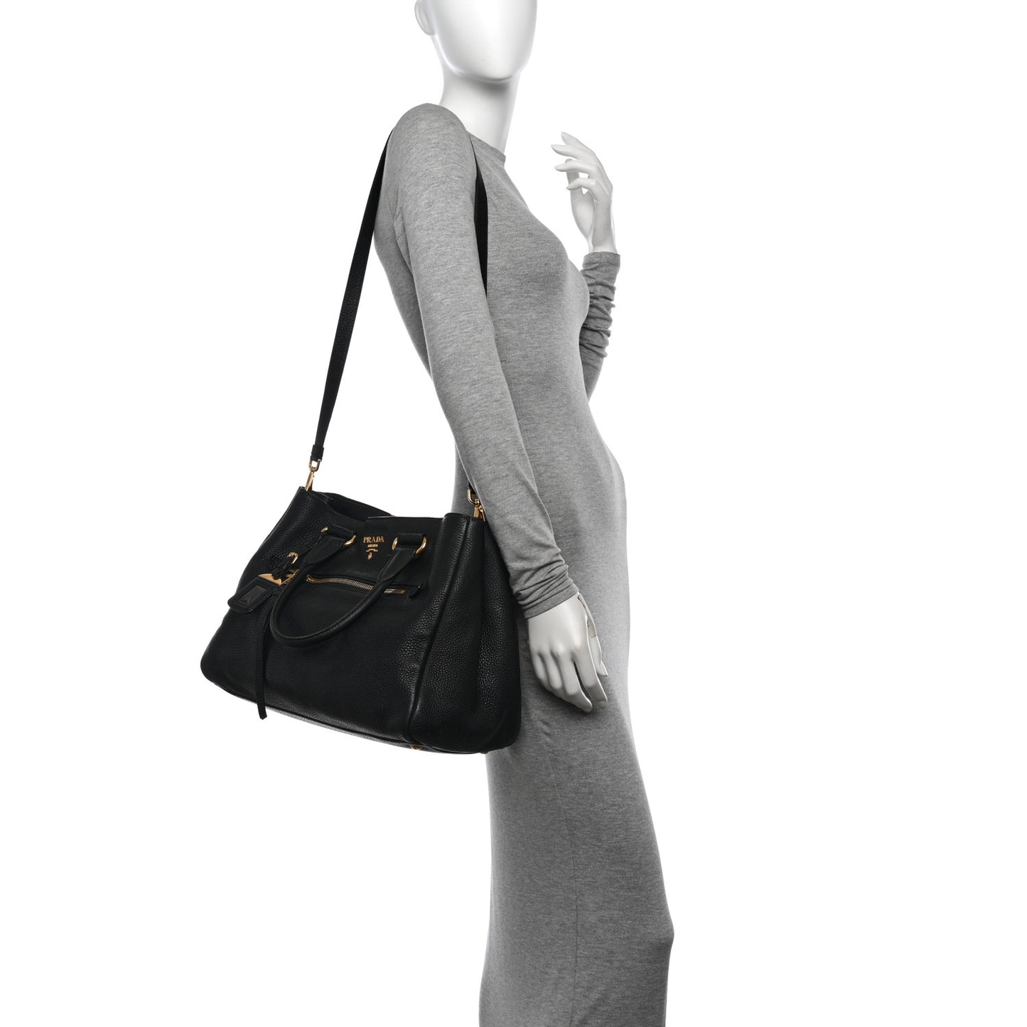 Vitello Daino Shopping Satchel Black