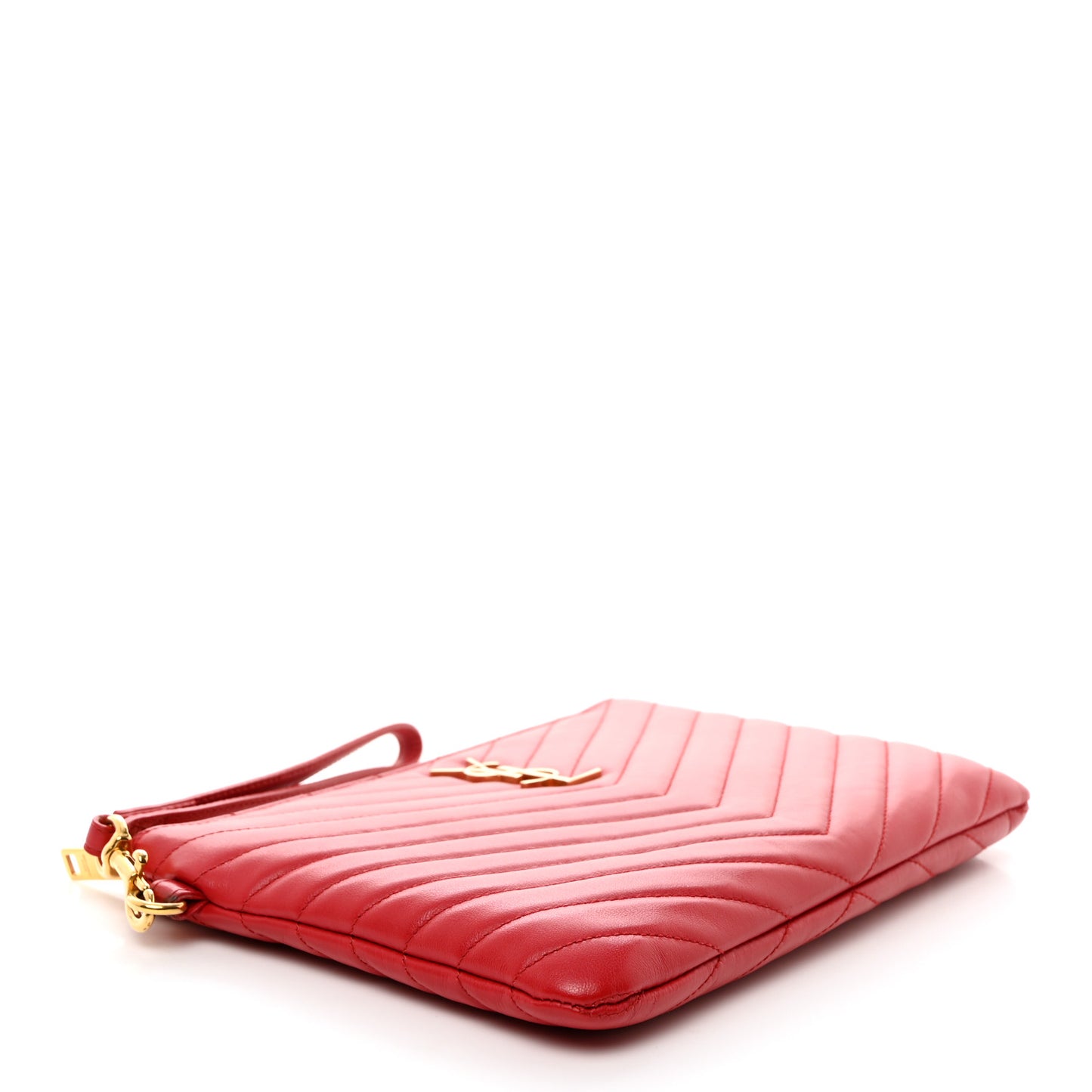 Calfskin Matelasse Chevron Monogram A5 Wristlet Bandana Red