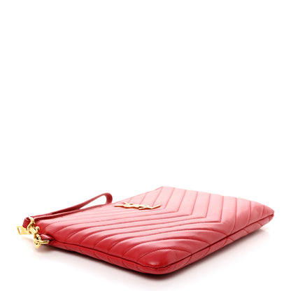 Saint Laurent Calfskin Matelasse Chevron Monogram A5 Wristlet Bandana Red 4 of 8
