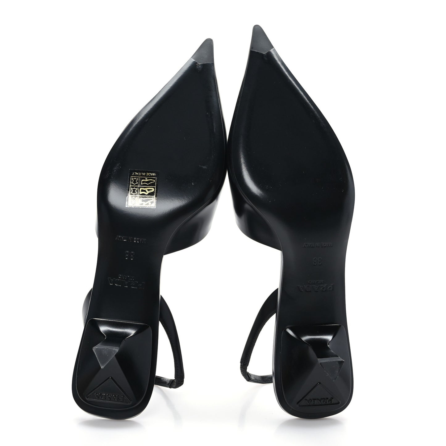Spazzolato Logo Pointed Toe 55mm Slingback Pumps 38 Black