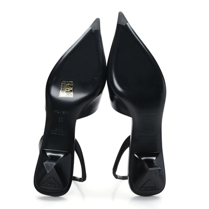 Prada Spazzolato Logo Pointed Toe 55mm Slingback Pumps 38 Black 5 of 7