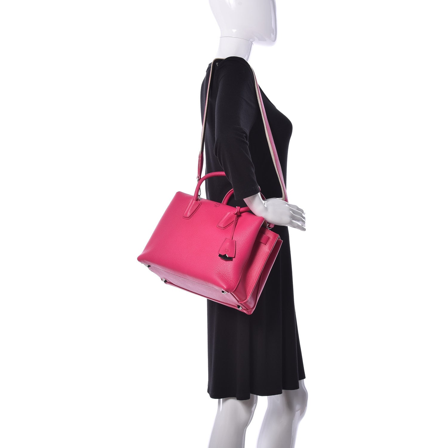MCM Grained Calfskin Medium Milla Tote Beetroot Pink 2 of 10