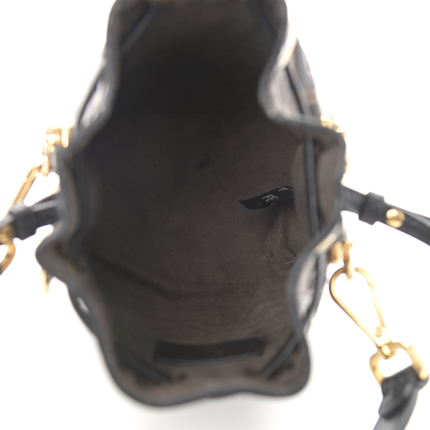 Vitello Liberty F is Fendi Bi-Color FF 1974 Embossed Mini Mon Tresor Bucket Bag Maya Black