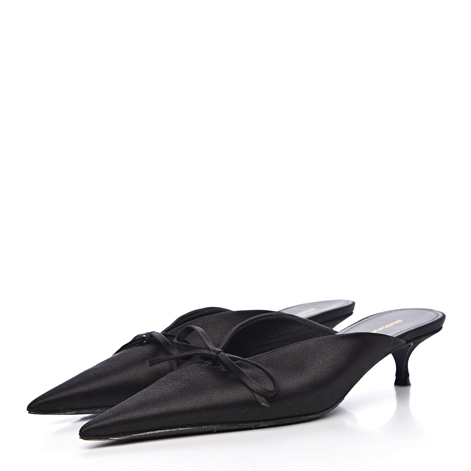 Balenciaga Satin Pointed Toe Knife 40mm Mules 37 Black 3 of 13
