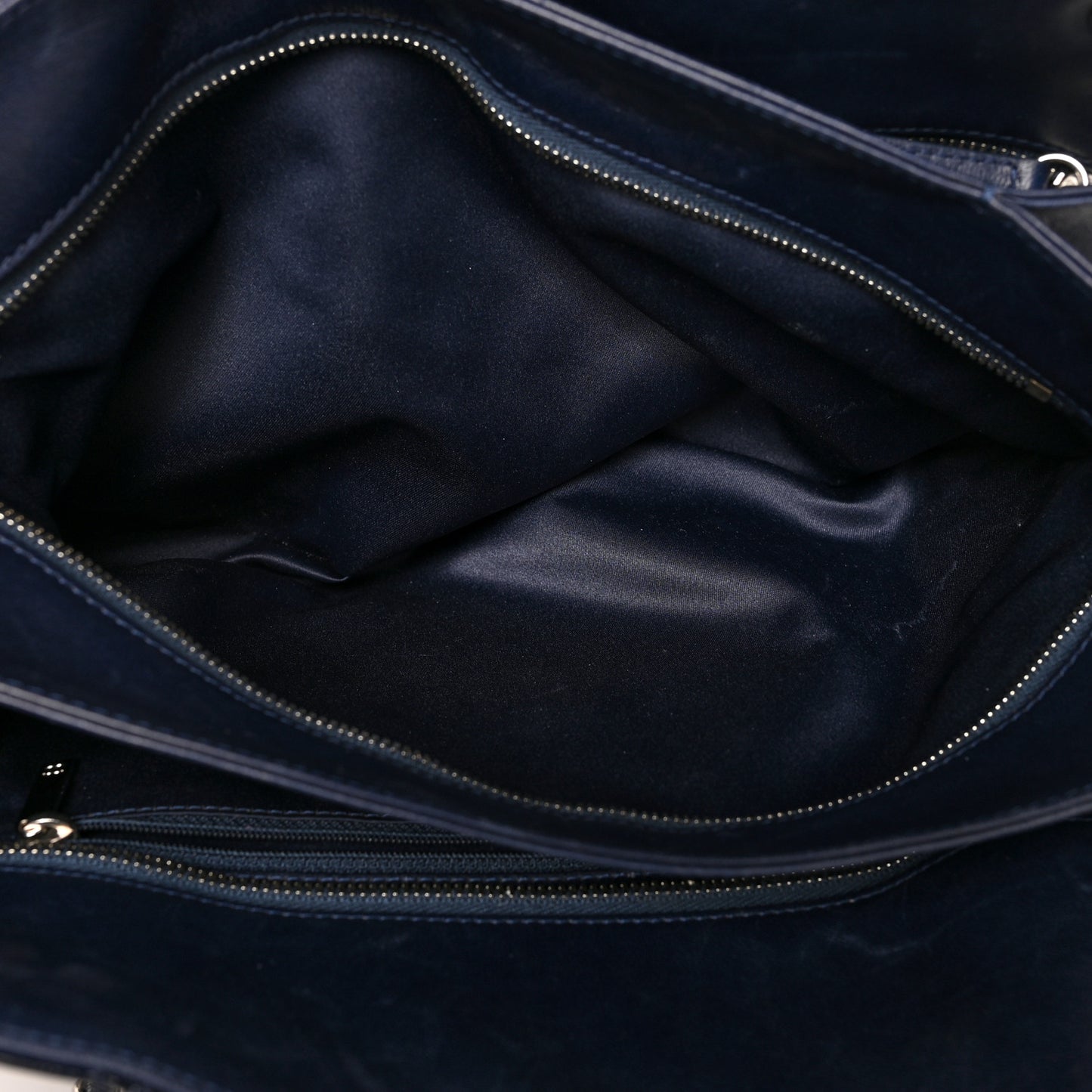 Patent Quilted Accordion Shopping Tote Navy