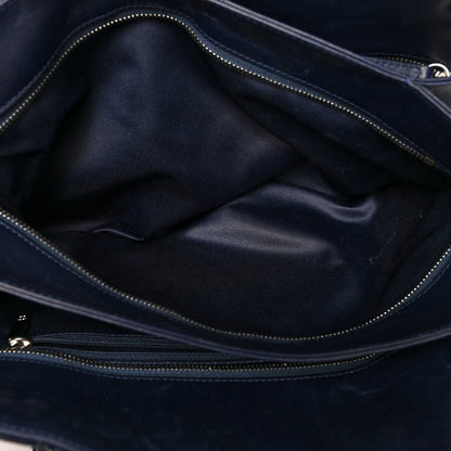 Chanel Patent Quilted Accordion Shopping Tote Navy 5 of 11