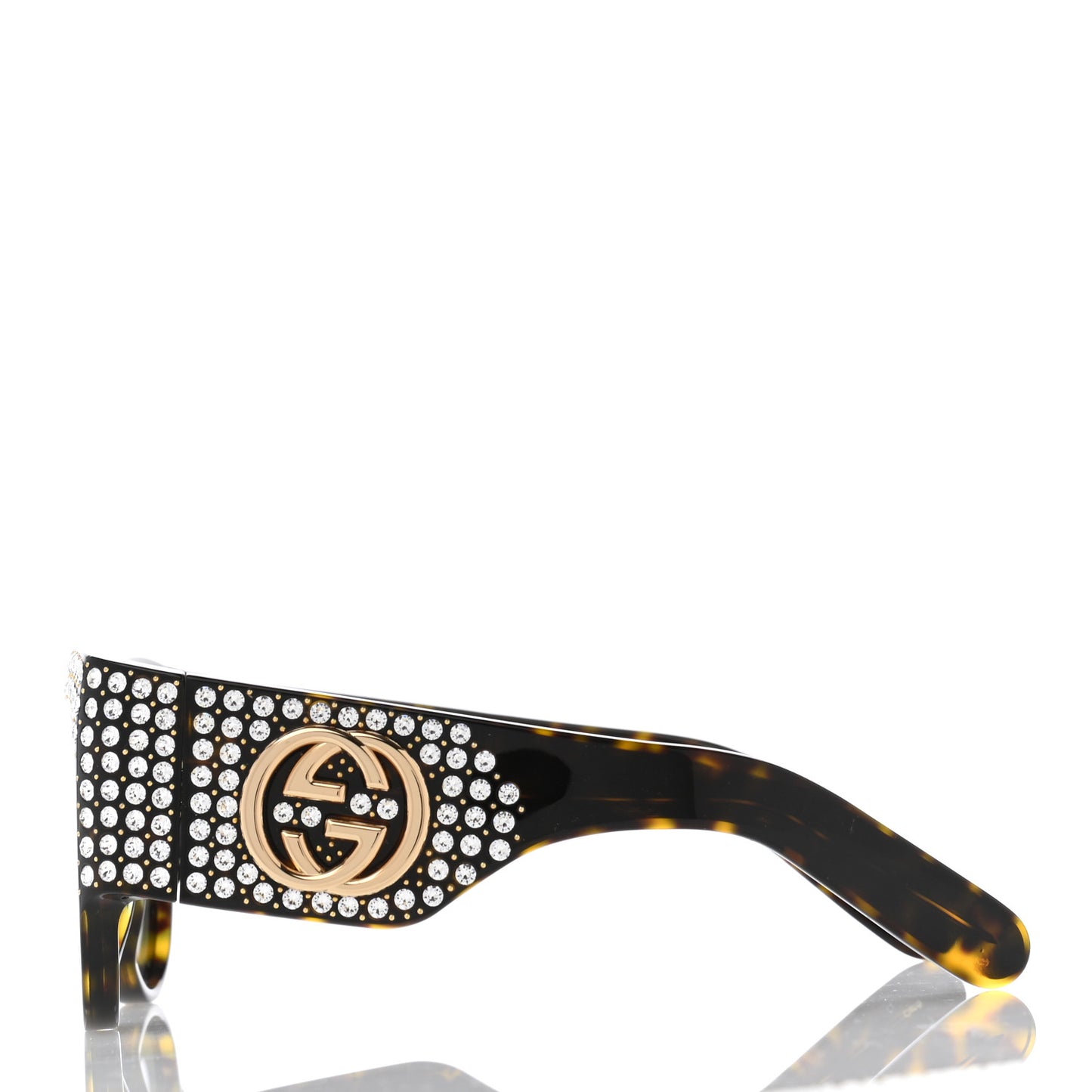 Acetate Crystal Oversize Hollywood Forever Sunglasses GG0144S Tortoiseshell