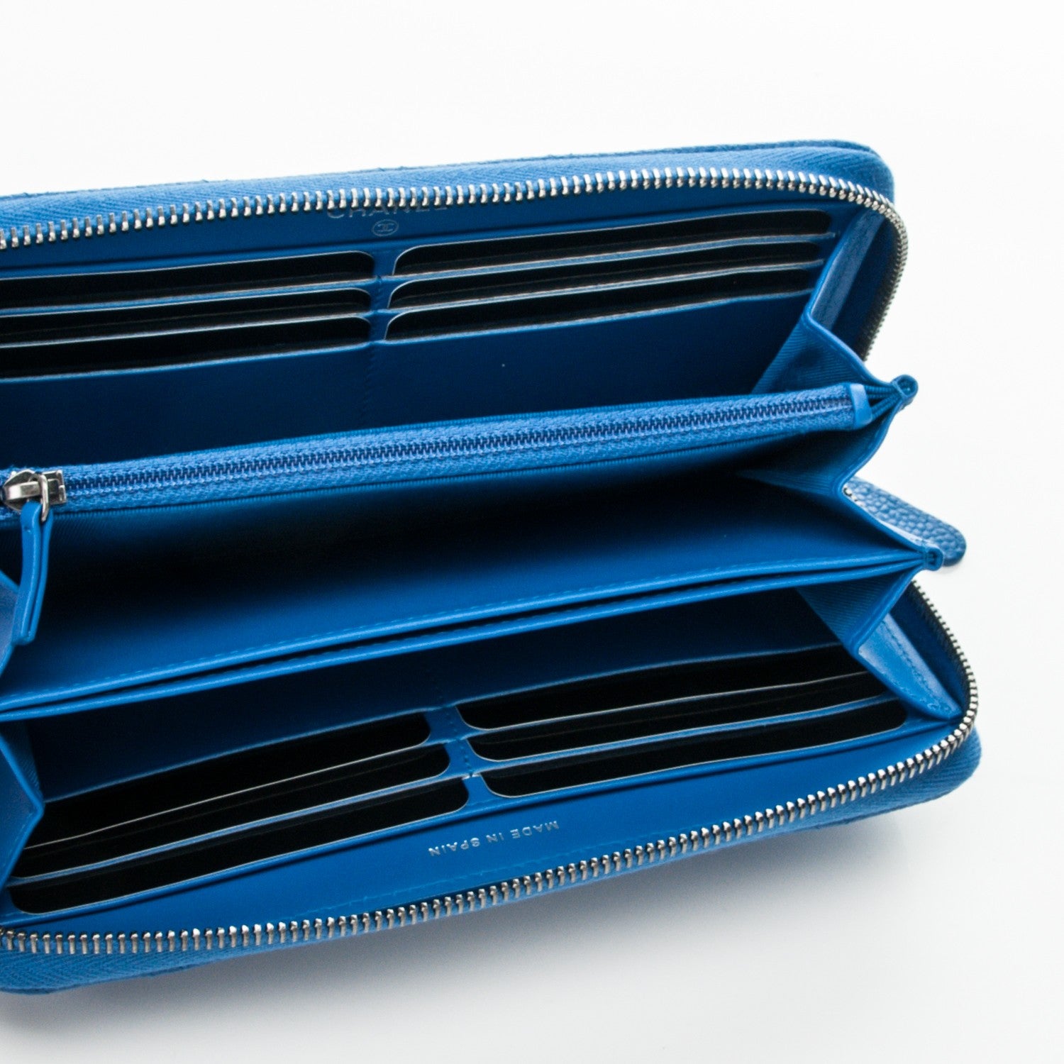 Chanel Caviar Quilted Large Gusset Zip Around Wallet Blue 5 of 8