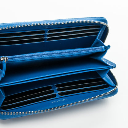 Chanel Caviar Quilted Large Gusset Zip Around Wallet Blue 5 of 8