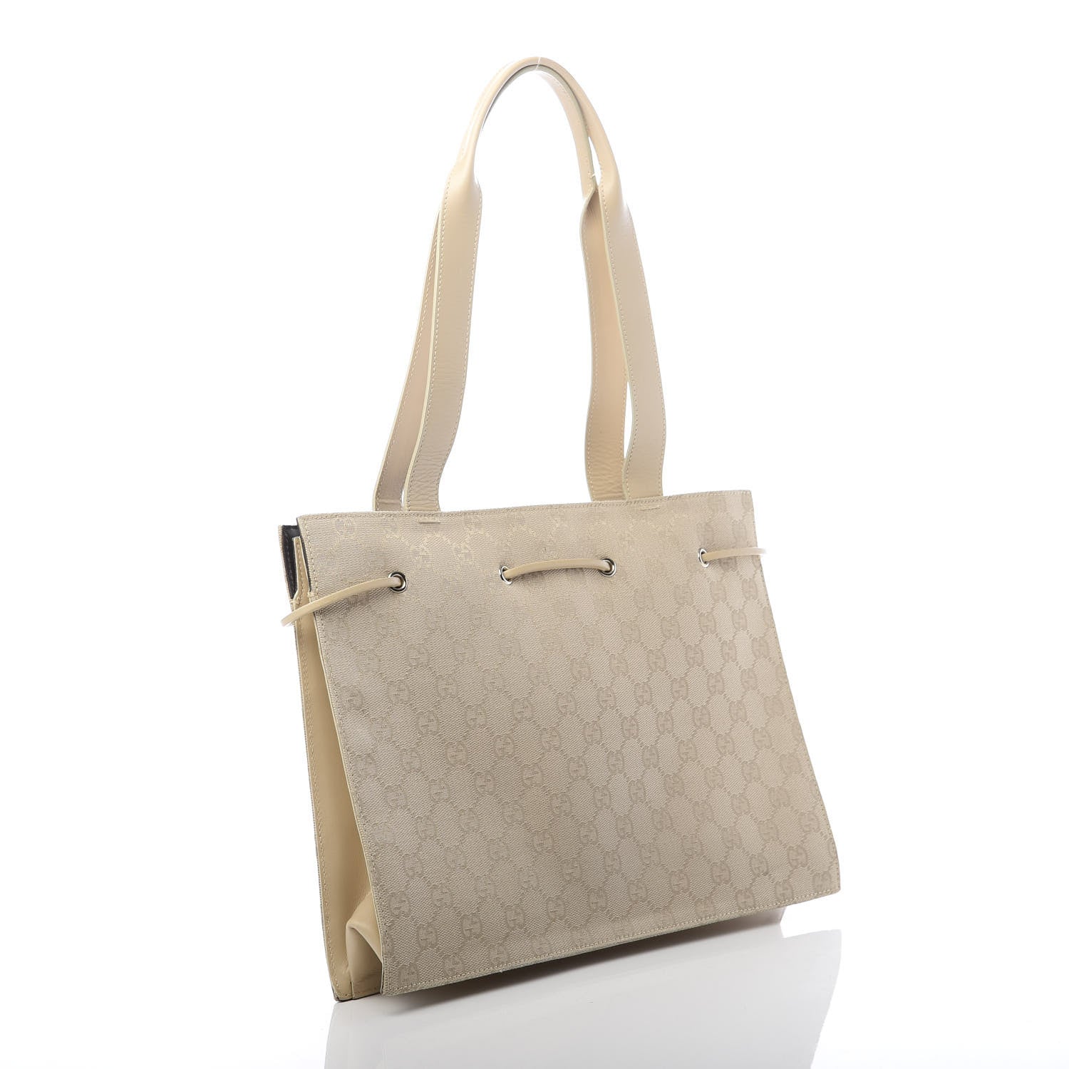Gucci Monogram Drawstring Bag Beige 3 of 13