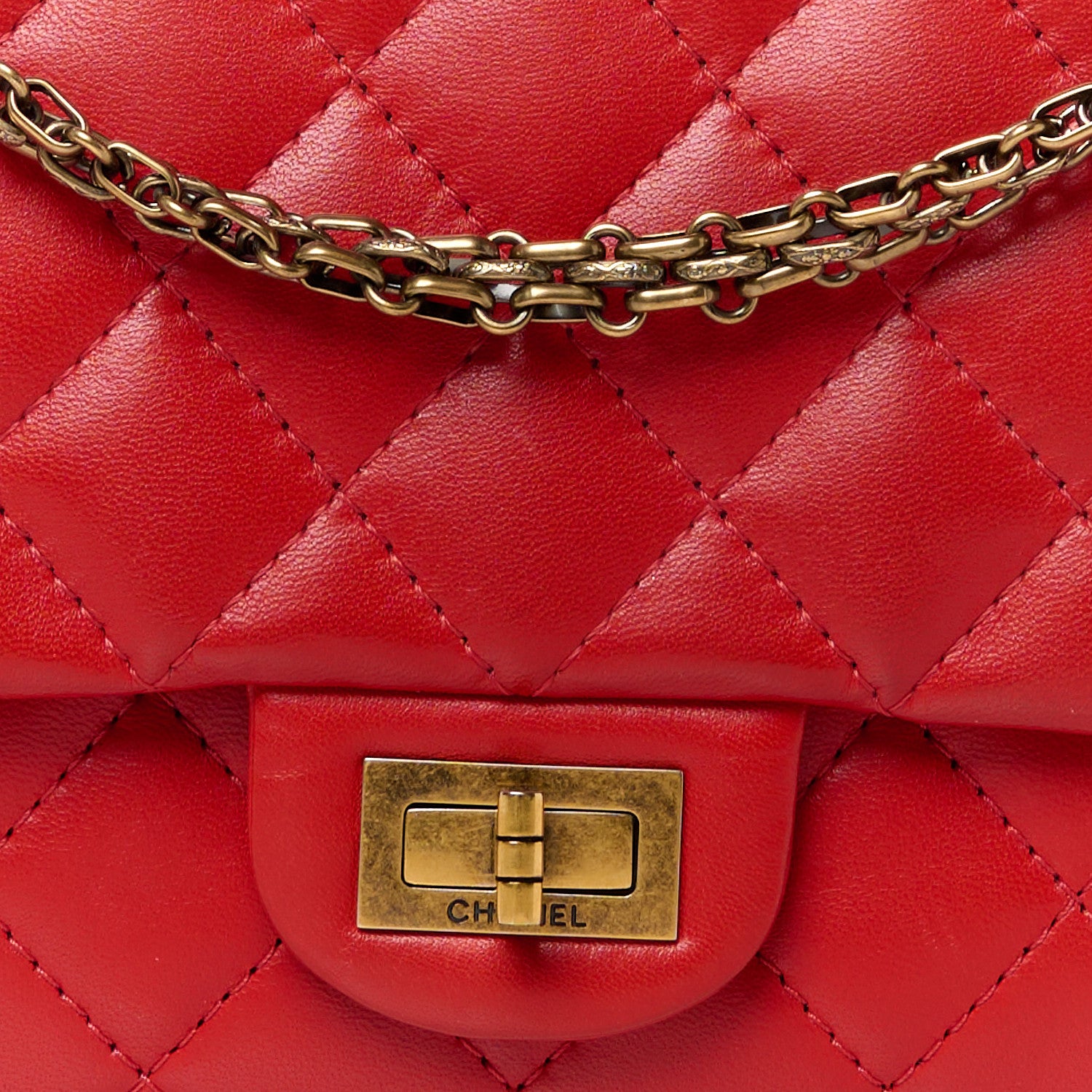 Chanel Lambskin Quilted 2.55 Reissue 226 Flap Red 8 of 10