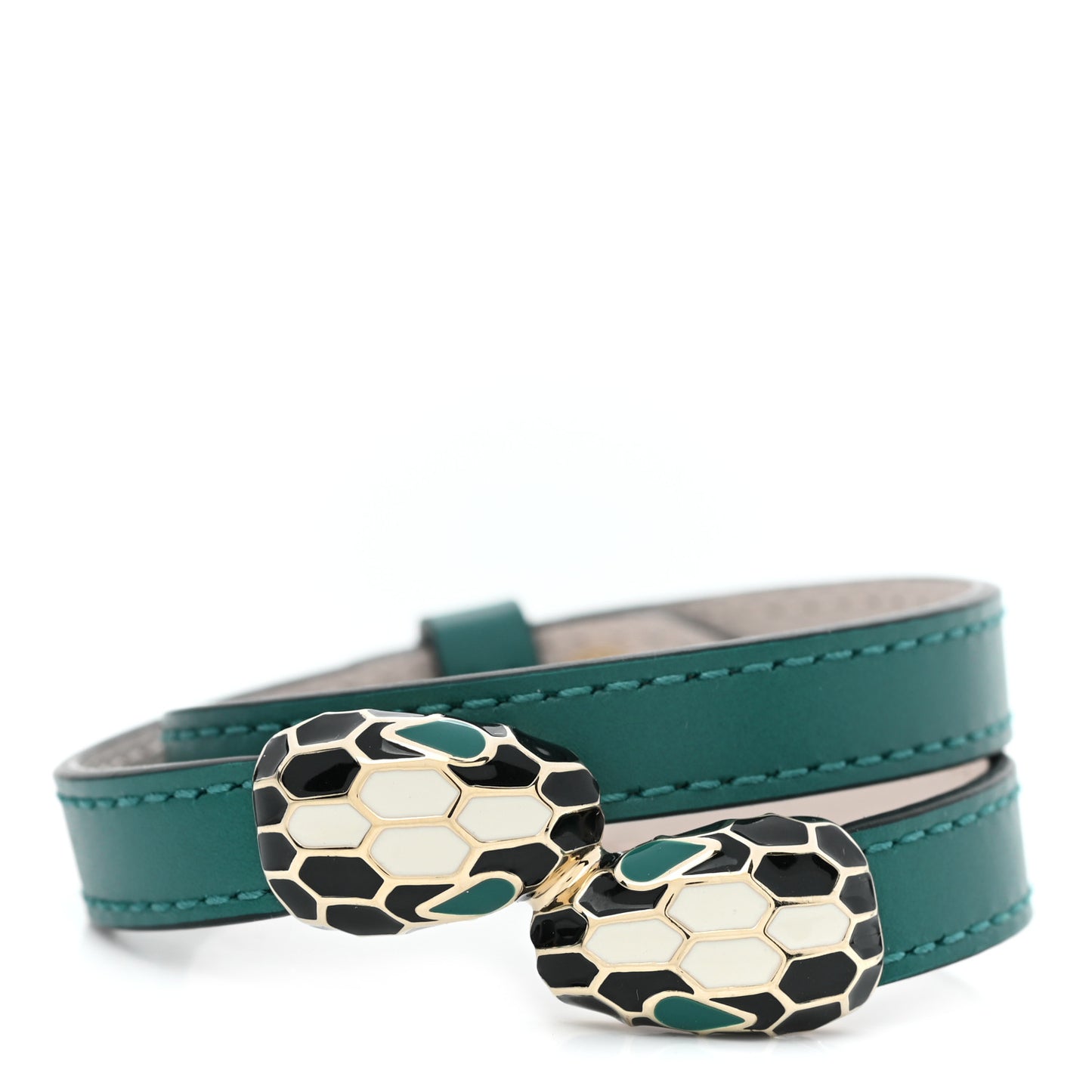 Calfskin Serpenti Forever Multi-coiled Bracelet Emerald Green