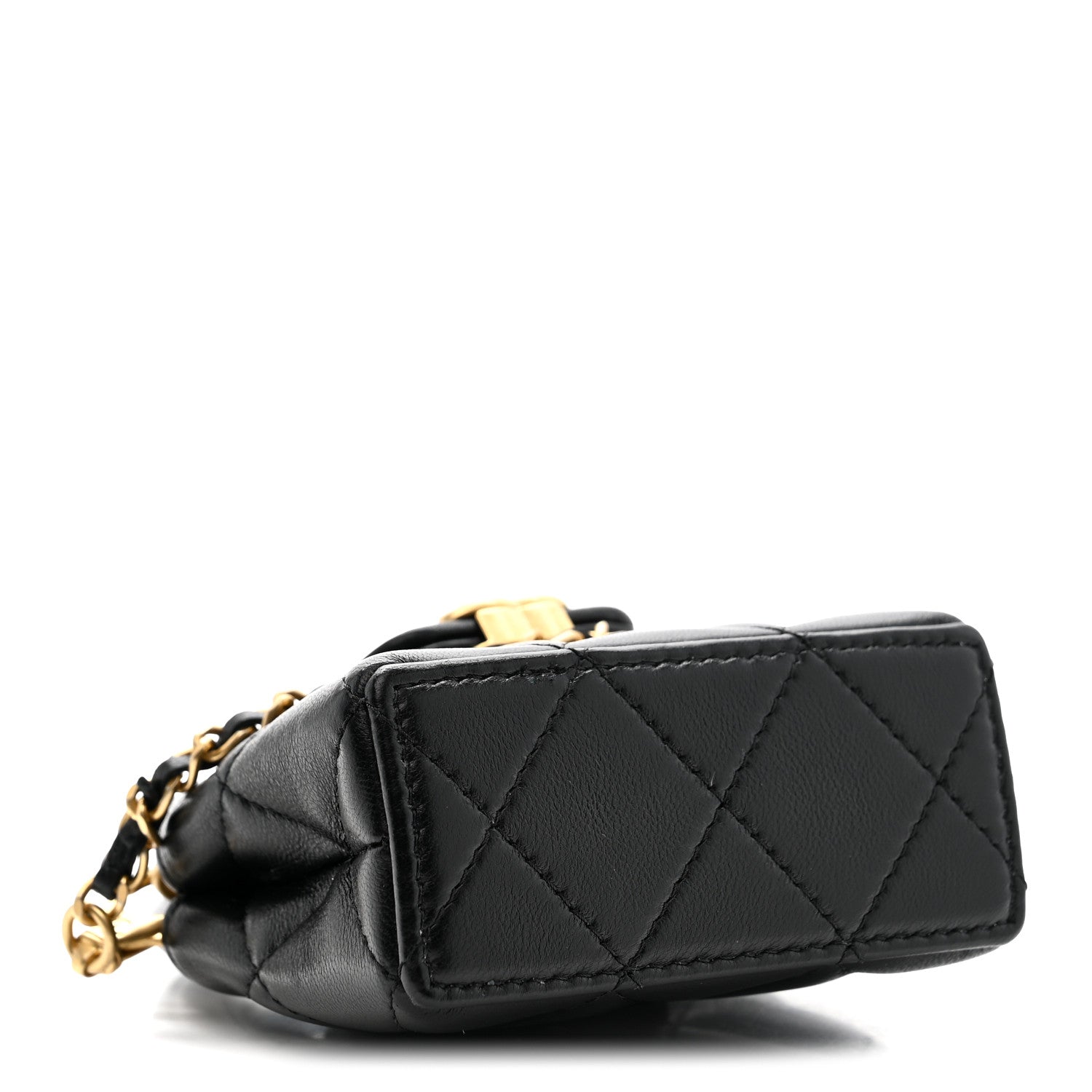 Chanel Shiny Lambskin Quilted Mini Kelly Bag Charm Black 4 of 10