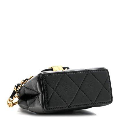 Chanel Shiny Lambskin Quilted Mini Kelly Bag Charm Black 4 of 10