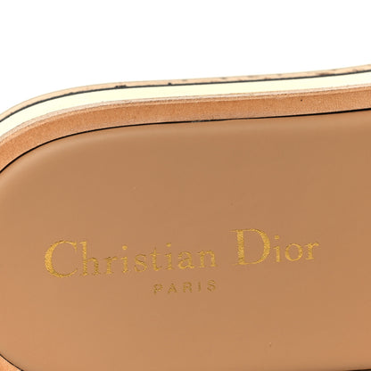 Christian Dior Raffia Dioriviera Embroidered Dway Platform Slide Sandals 37 Natural Black 8 of 10
