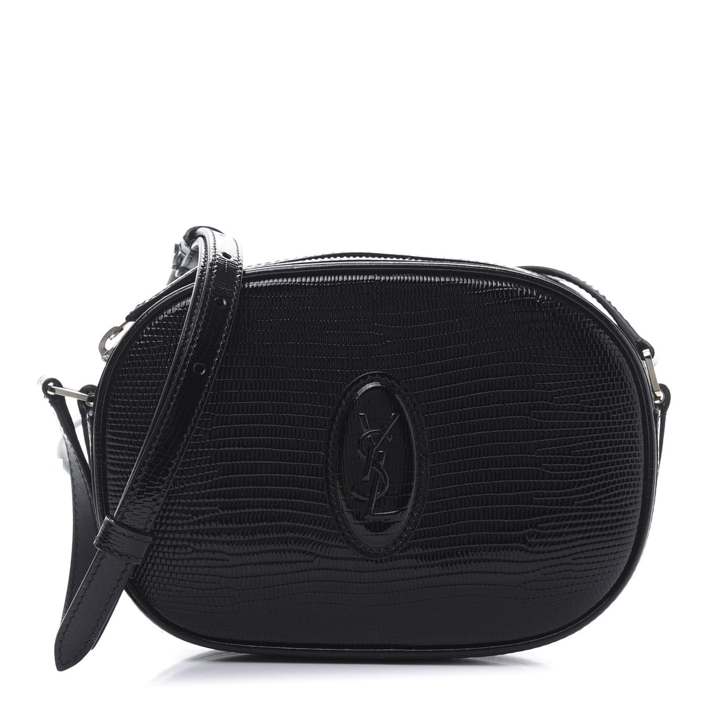 Calfskin Lizard Embossed Le 61 Camera Bag Black
