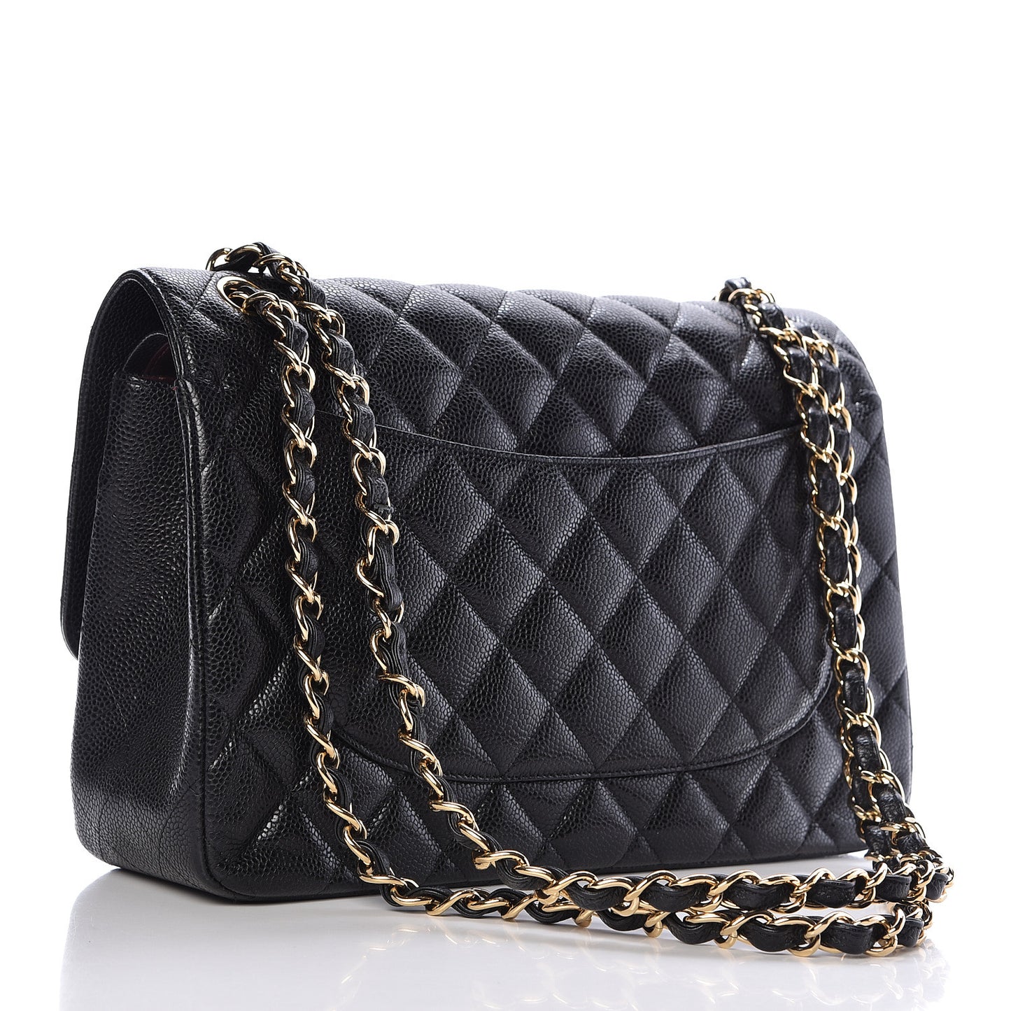 Caviar Quilted Jumbo Double Flap Black
