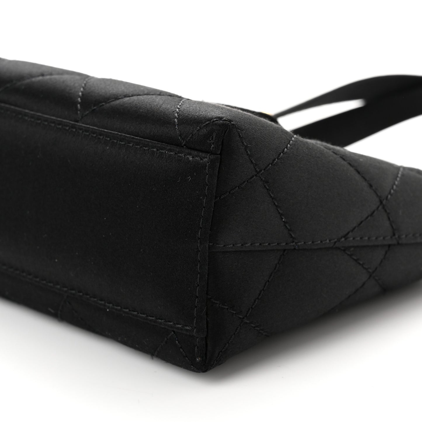 Satin Quilted Mini Shoulder Bag Black