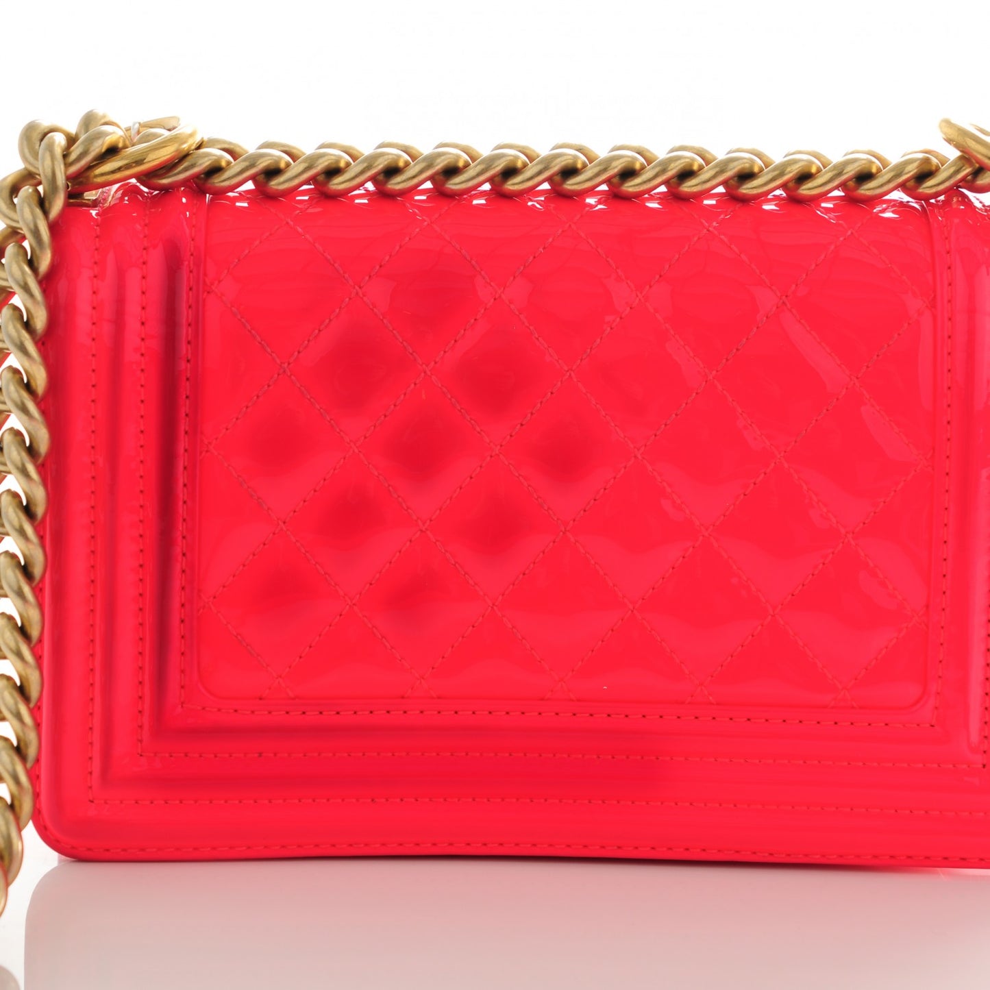 Patent Calfskin Quilted Small Boy Flap Pink