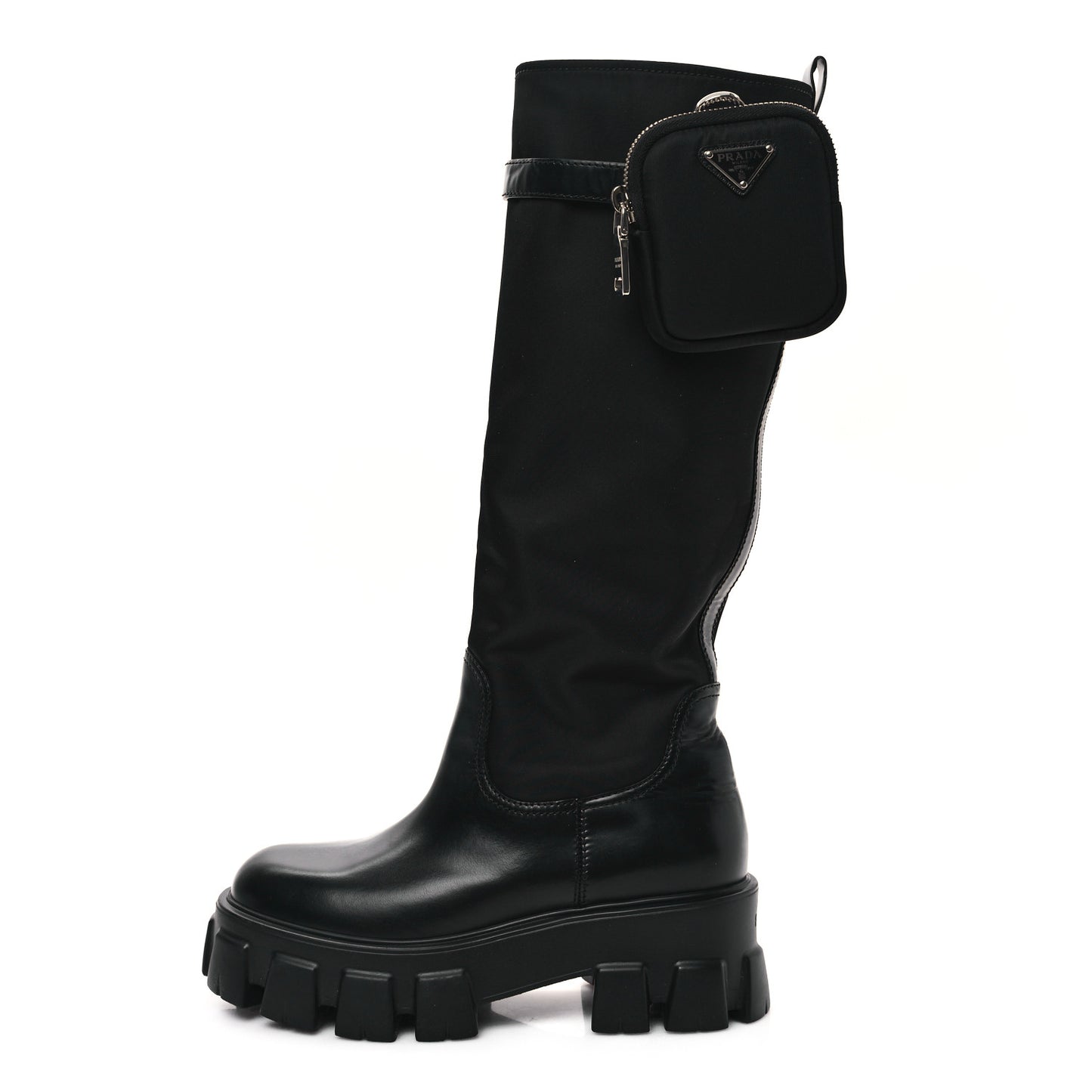 Spazzolato Rois Re-Nylon Metal Triangle Logo Monolith Pouch Pocket 55mm Tall Boots 38 Black