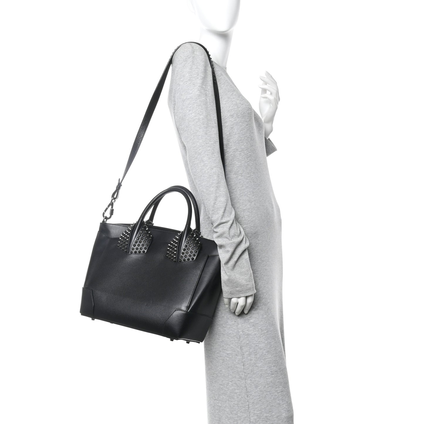 Grained Calfskin Spike Large Eloise Tote Black