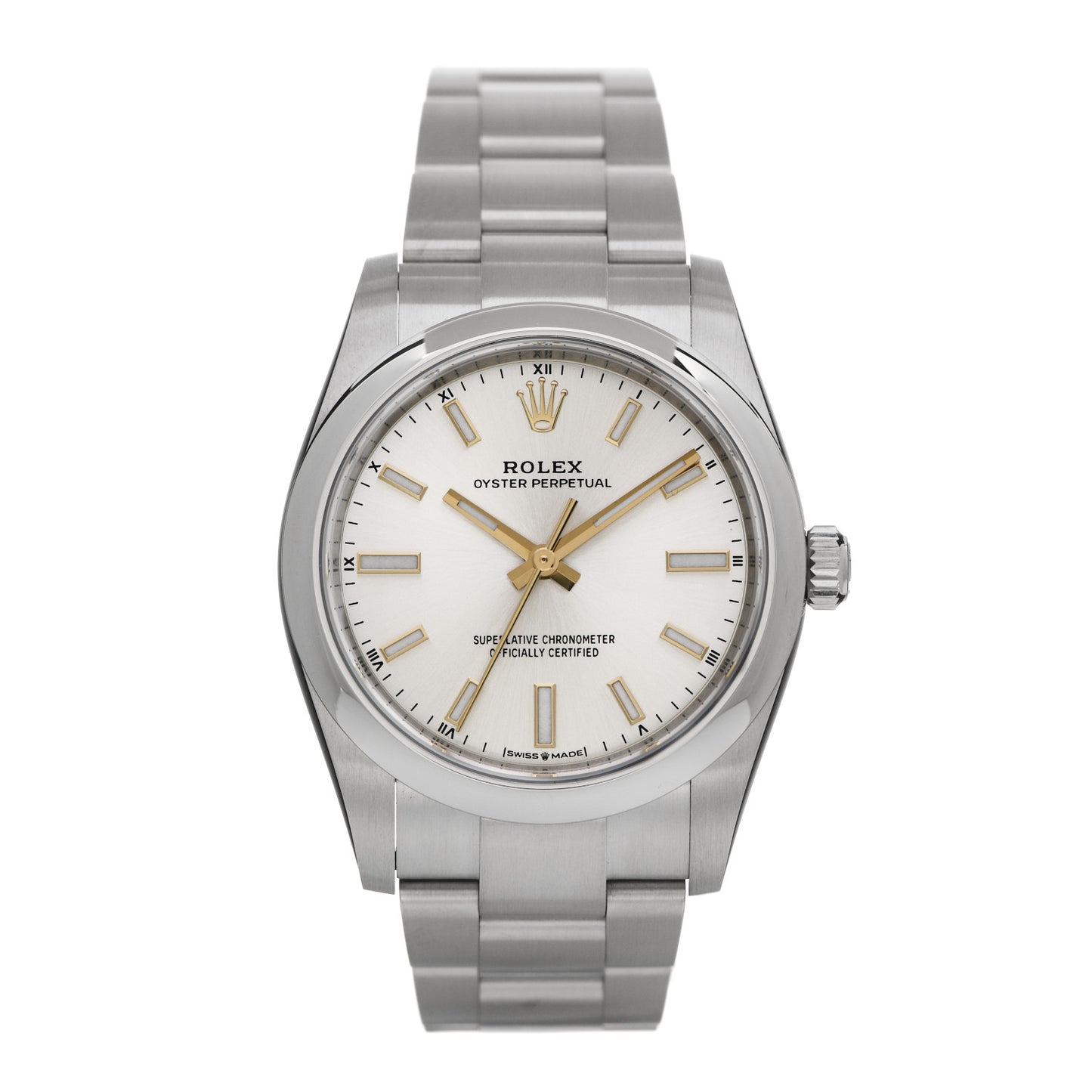 Stainless Steel 34mm Oyster Perpetual Watch Silver 124200
