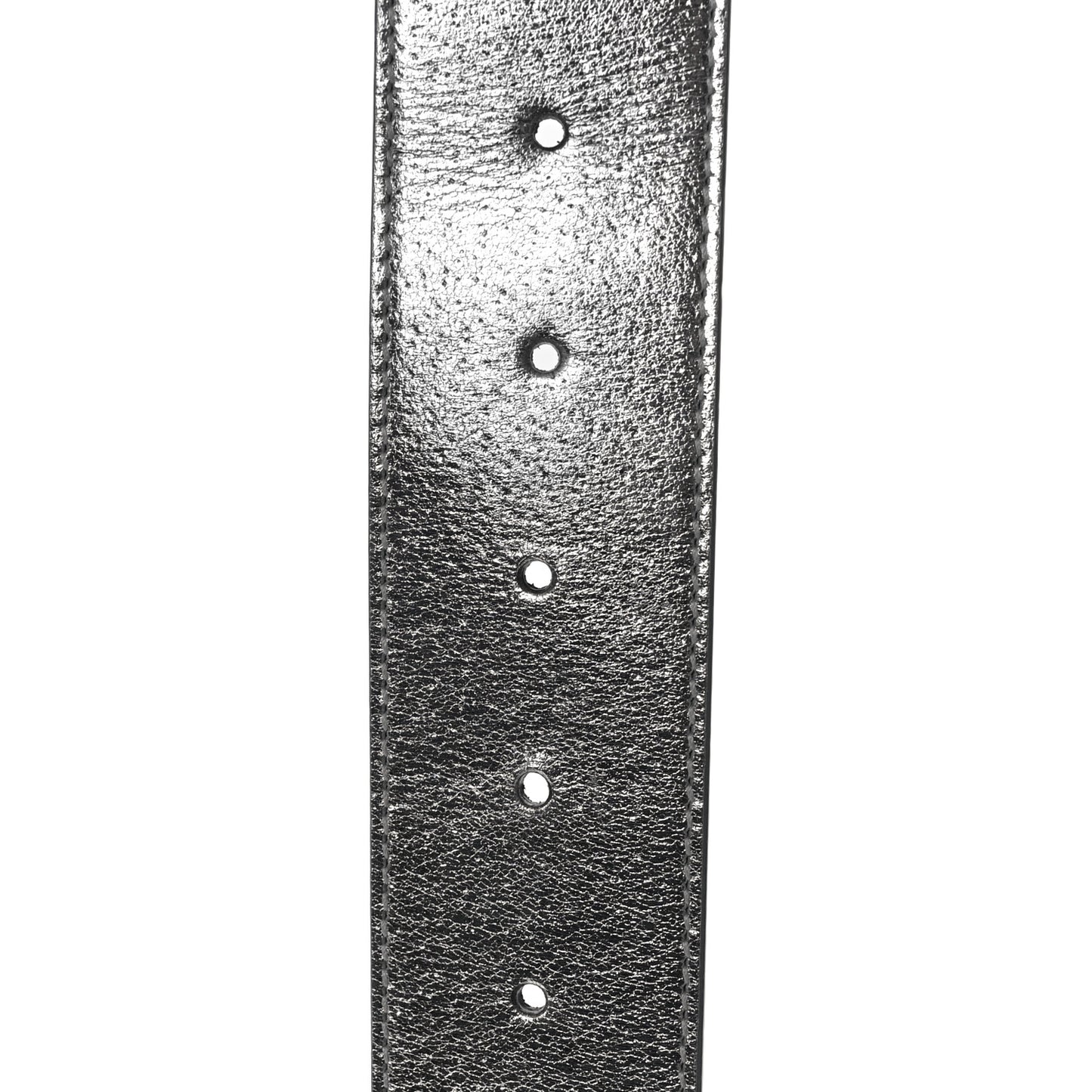 Metallic Textured Dollar Calfskin Double G 40mm Belt 85 34 Silver